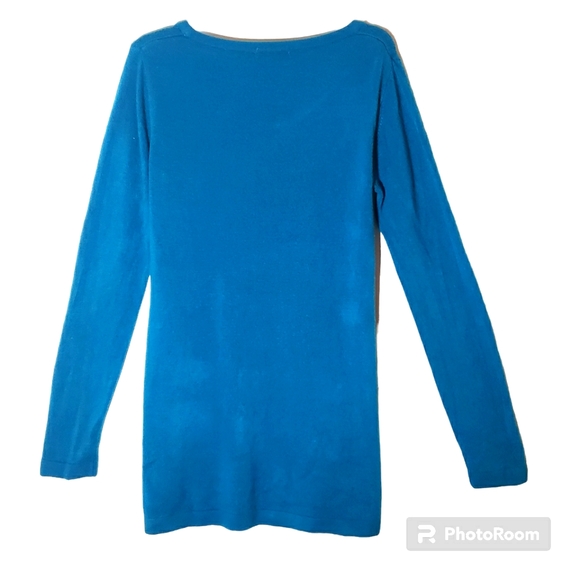 Allie&Rob women's XL solid blue round collar long sleeves pullover sweater. 2070 - Picture 4 of 4